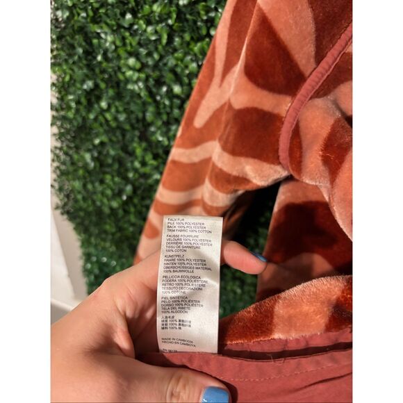 Anthropologie Margot Sherpa Reversible Zebra Print Red Coat Size Small - Picture 6 of 7